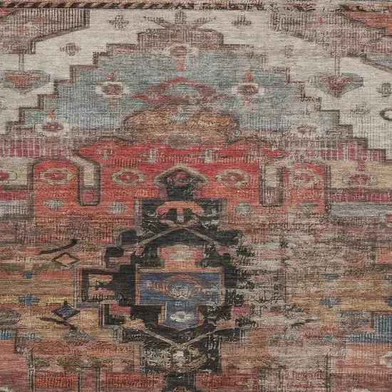 Rust Gray And Beige Oriental Washable Area Rug With UV Protection Photo 2
