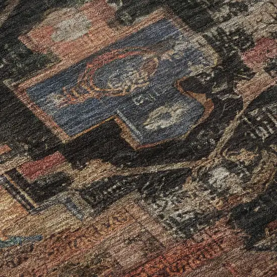 Rust Gray And Beige Oriental Washable Area Rug With UV Protection Photo 9