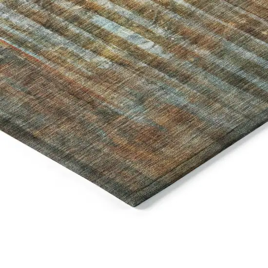 Rust Gray And Blue Abstract Washable Indoor Outdoor Area Rug Photo 6