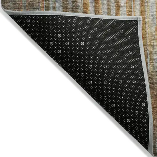 Rust Gray And Blue Abstract Washable Indoor Outdoor Area Rug Photo 7