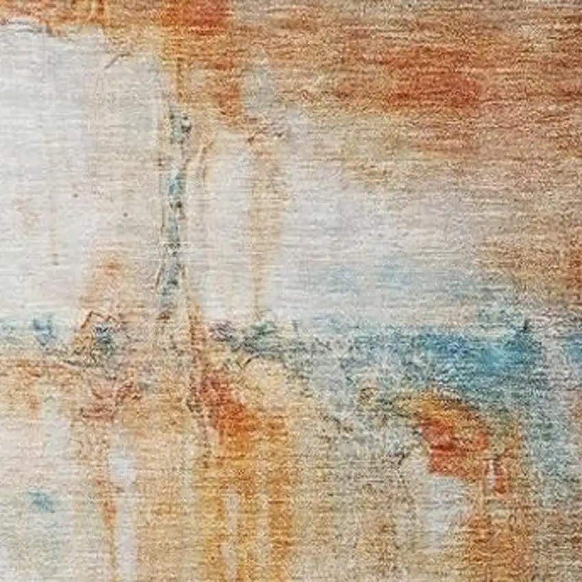 Rust Gray And Blue Abstract Washable Indoor Outdoor Area Rug Photo 3