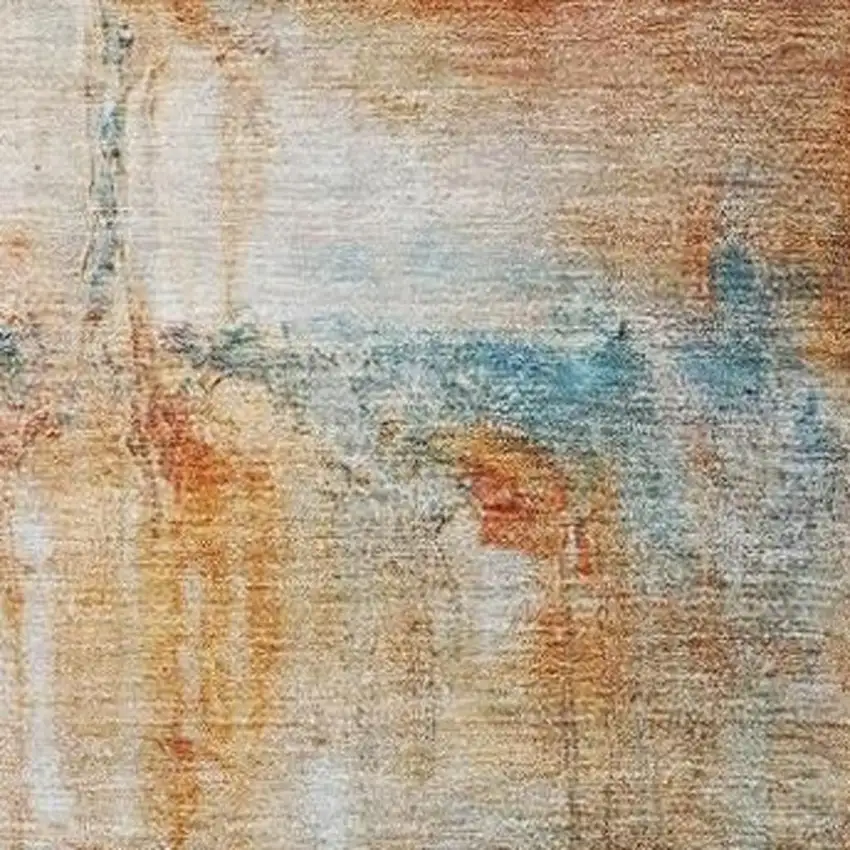 Rust Gray And Blue Abstract Washable Indoor Outdoor Area Rug Photo 3