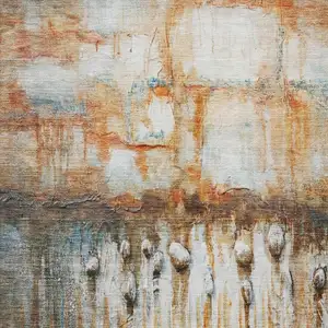 Photo of Rust Gray And Blue Abstract Washable Indoor Outdoor Area Rug