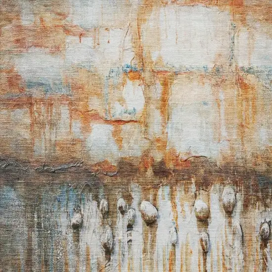 Rust Gray And Blue Abstract Washable Indoor Outdoor Area Rug Photo 1