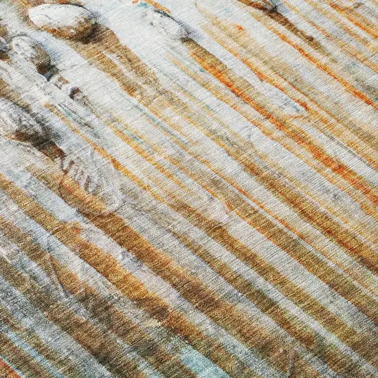 Rust Gray And Blue Abstract Washable Indoor Outdoor Area Rug Photo 8