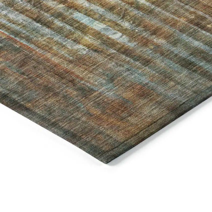 Rust Gray And Blue Abstract Washable Indoor Outdoor Area Rug Photo 9