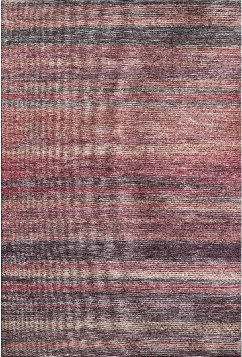 Rust Gray And Blush Striped Washable Area Rug With UV Protection Photo 4