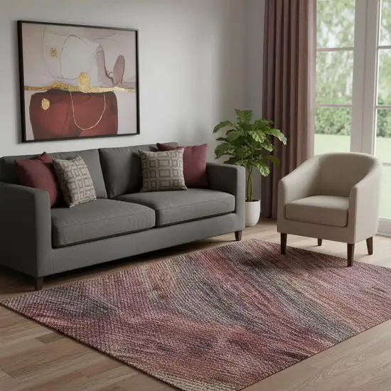 Rust Gray And Blush Striped Washable Area Rug With UV Protection Photo 2