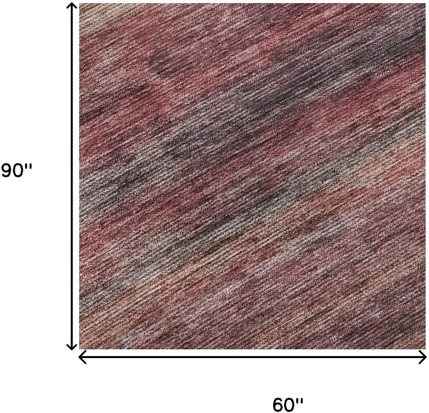 Rust Gray And Blush Striped Washable Area Rug With UV Protection Photo 8