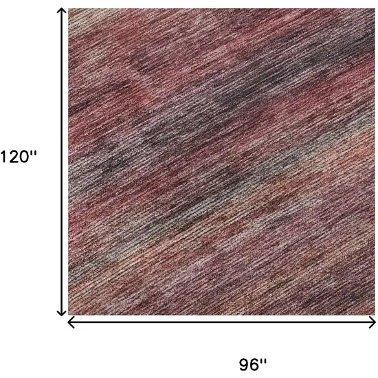 Rust Gray And Blush Striped Washable Area Rug With UV Protection Photo 8