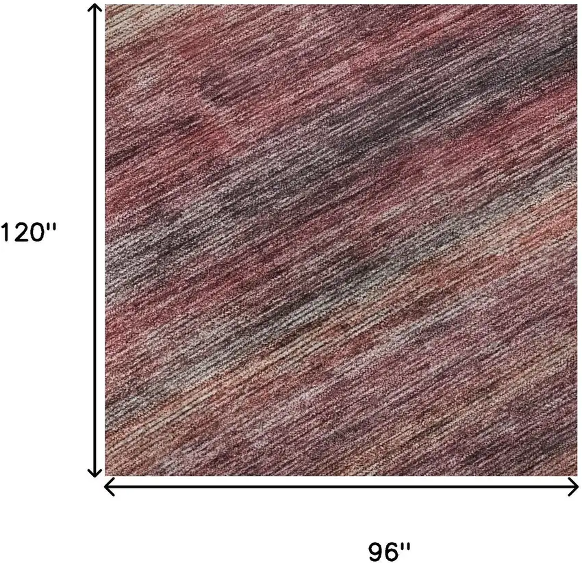 Rust Gray And Blush Striped Washable Area Rug With UV Protection Photo 8