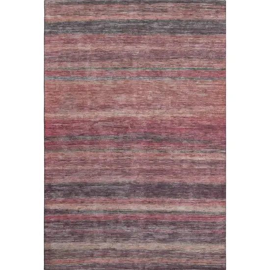 Rust Gray And Blush Striped Washable Area Rug With UV Protection Photo 4