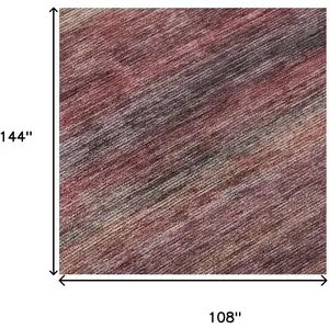 Photo of Rust Gray And Blush Striped Washable Area Rug With UV Protection