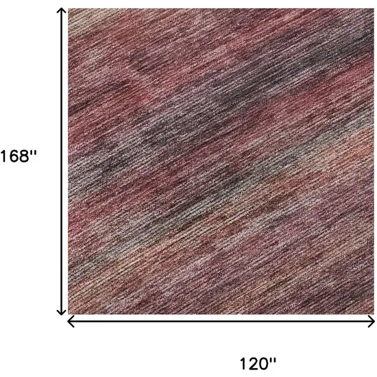 Rust Gray And Blush Striped Washable Area Rug With UV Protection Photo 8