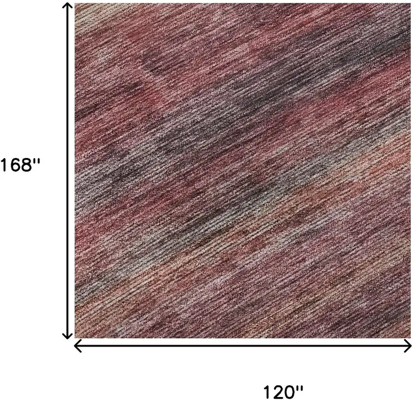 Rust Gray And Blush Striped Washable Area Rug With UV Protection Photo 8