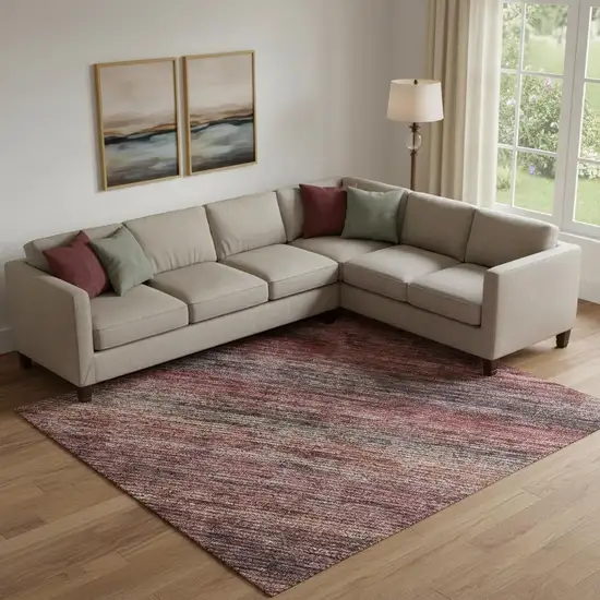 Rust Gray And Blush Striped Washable Area Rug With UV Protection Photo 2