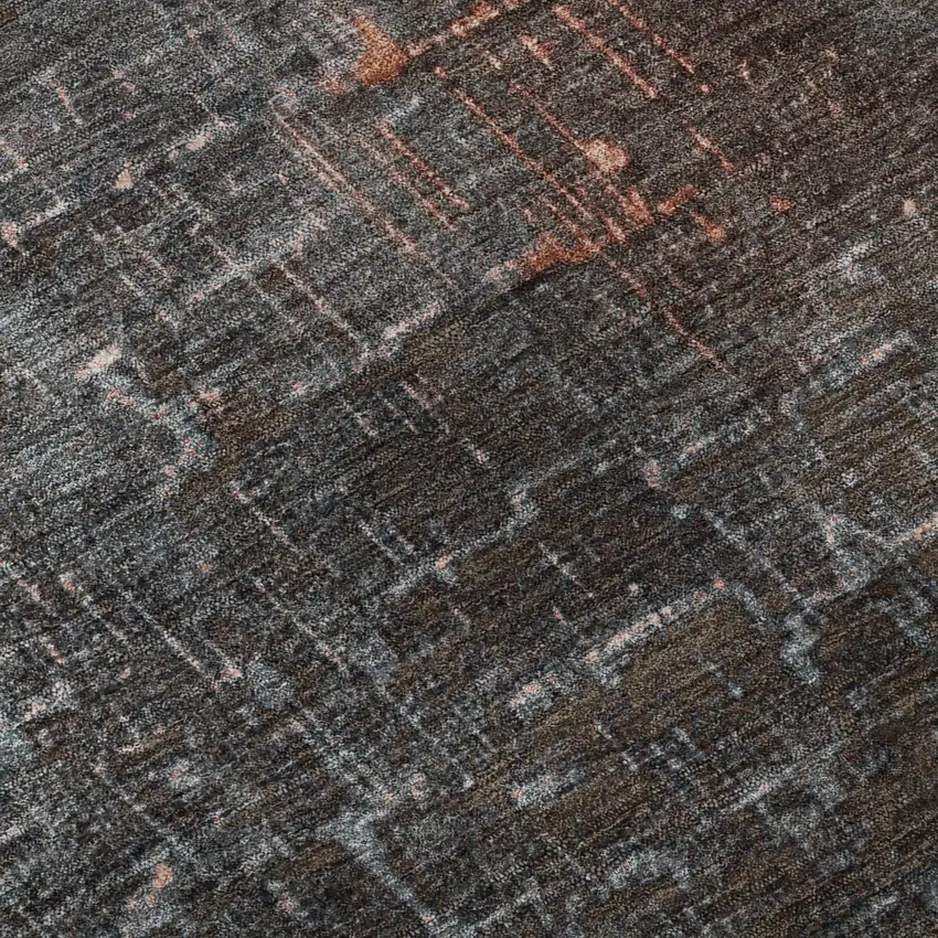 Rust Gray And Charcoal Ombre Washable Area Rug With UV Protection Photo 9