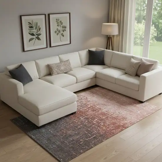 Rust Gray And Charcoal Ombre Washable Area Rug With UV Protection Photo 2