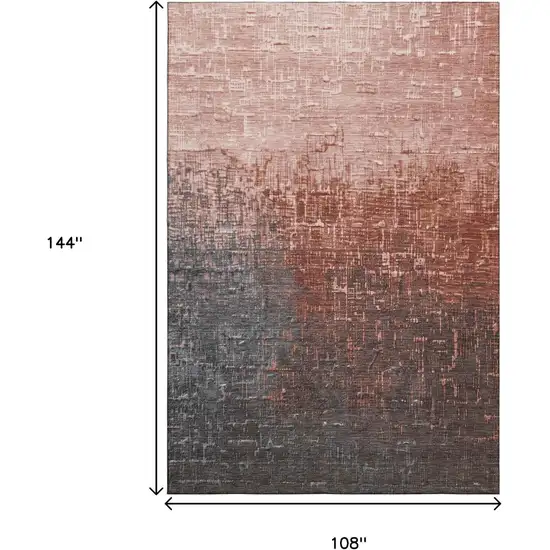 Rust Gray And Charcoal Ombre Washable Area Rug With UV Protection Photo 9