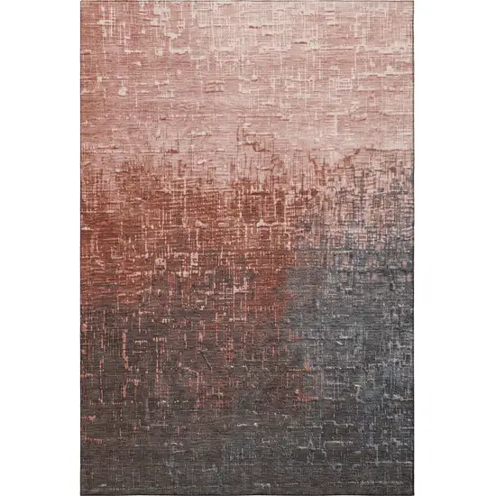 Rust Gray And Charcoal Ombre Washable Area Rug With UV Protection Photo 2
