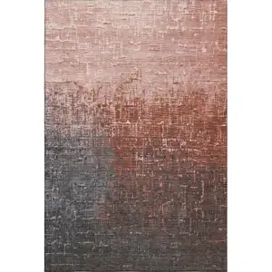 Photo of Rust Gray And Charcoal Ombre Washable Area Rug With UV Protection