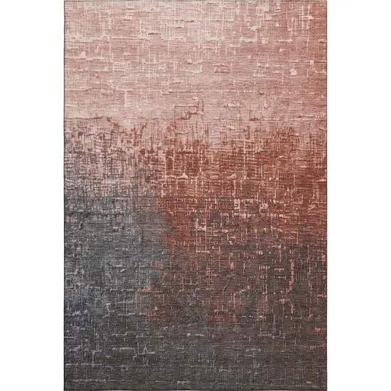 Rust Gray And Charcoal Ombre Washable Area Rug With UV Protection Photo 1