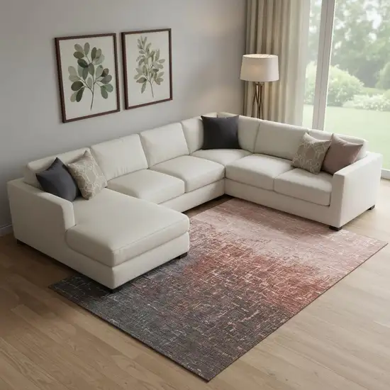 Rust Gray And Charcoal Ombre Washable Area Rug With UV Protection Photo 2