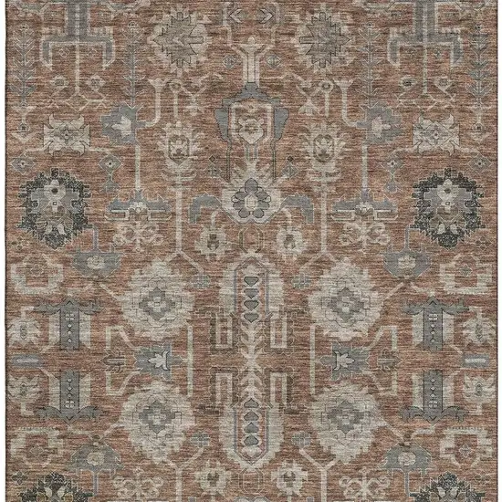 Rust Gray And Charcoal Oriental Washable Area Rug With UV Protection Photo 3