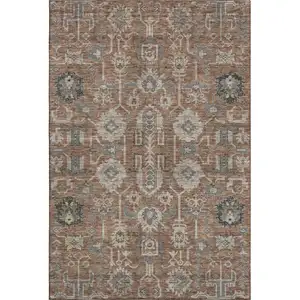 Photo of Rust Gray And Charcoal Oriental Washable Area Rug With UV Protection