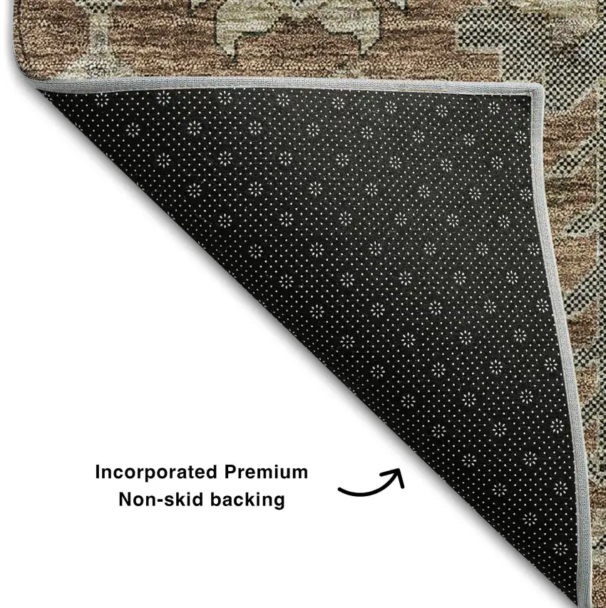 Rust Gray And Charcoal Oriental Washable Area Rug With UV Protection Photo 7