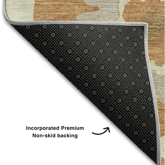 Rust Gray And Gold Medallion Washable Area Rug With UV Protection Photo 7