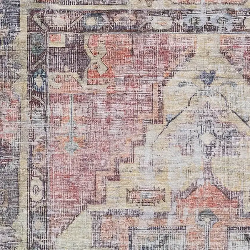 Rust Gray And Gold Oriental Washable Area Rug With UV Protection Photo 2