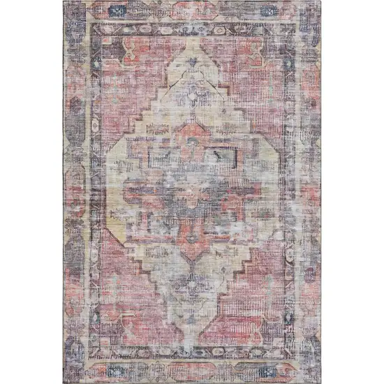 Rust Gray And Gold Oriental Washable Area Rug With UV Protection Photo 1