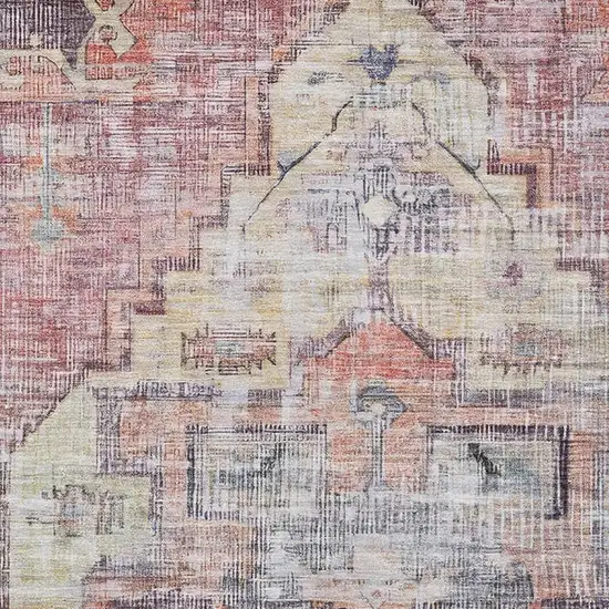 Rust Gray And Gold Oriental Washable Area Rug With UV Protection Photo 2