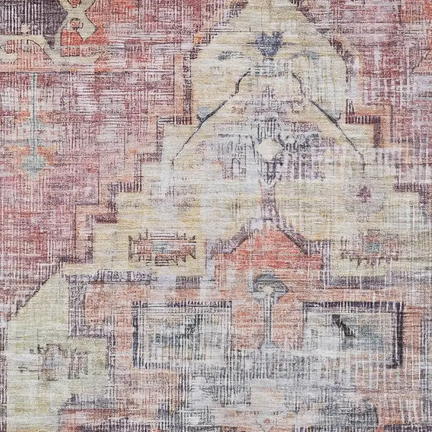 Rust Gray And Gold Oriental Washable Area Rug With UV Protection Photo 2