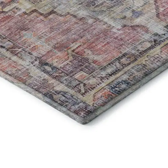 Rust Gray And Gold Oriental Washable Area Rug With UV Protection Photo 6