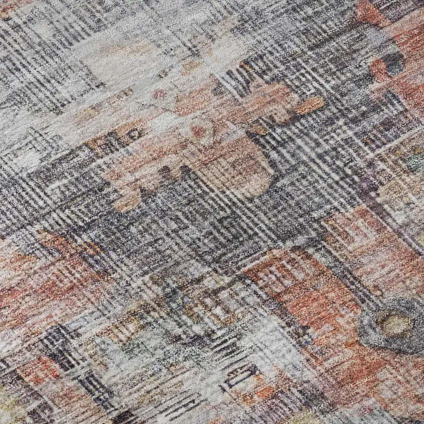 Rust Gray And Gold Oriental Washable Area Rug With UV Protection Photo 8