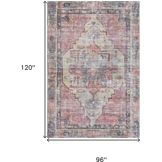 Rust Gray And Gold Oriental Washable Area Rug With UV Protection Photo 9