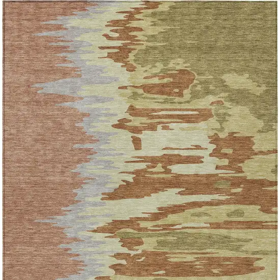 Rust Gray And Green Abstract Washable Indoor Outdoor Area Rug Photo 6