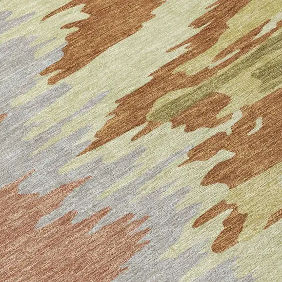 Rust Gray And Green Abstract Washable Indoor Outdoor Area Rug Photo 4