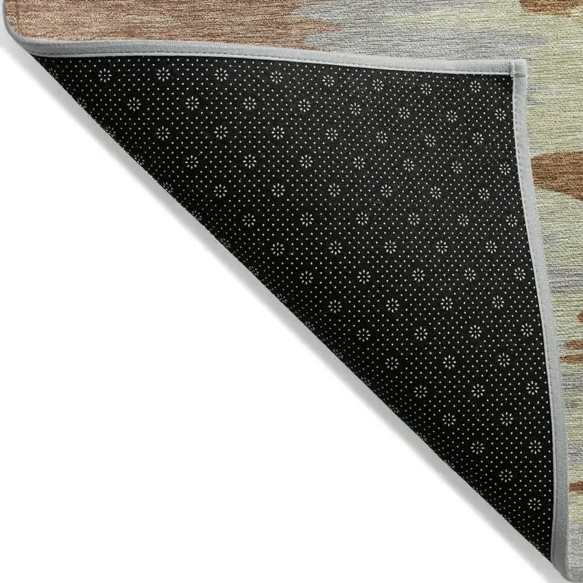Rust Gray And Green Abstract Washable Indoor Outdoor Area Rug Photo 5