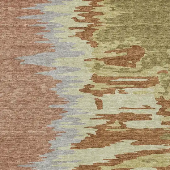 Rust Gray And Green Abstract Washable Indoor Outdoor Area Rug Photo 6