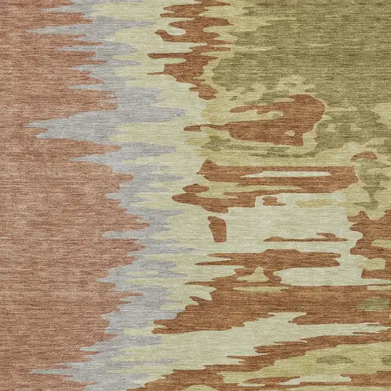 Rust Gray And Green Abstract Washable Indoor Outdoor Area Rug Photo 6