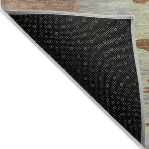 Photo of Rust Gray And Green Abstract Washable Indoor Outdoor Area Rug