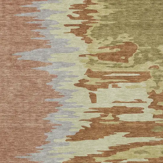 Rust Gray And Green Abstract Washable Indoor Outdoor Area Rug Photo 6
