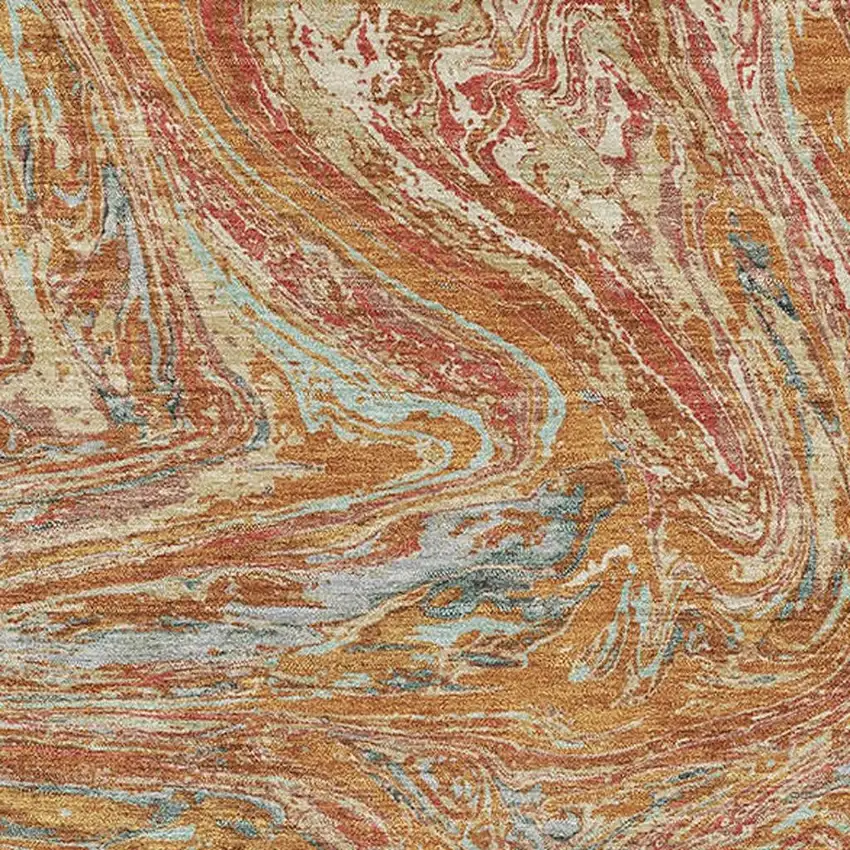 Rust Gray And Ivory Abstract Washable Area Rug With UV Protection Photo 2