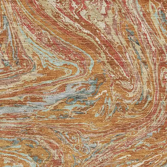 Rust Gray And Ivory Abstract Washable Area Rug With UV Protection Photo 2