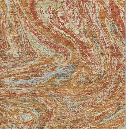 Rust Gray And Ivory Abstract Washable Area Rug With UV Protection Photo 3