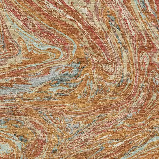 Rust Gray And Ivory Abstract Washable Area Rug With UV Protection Photo 2