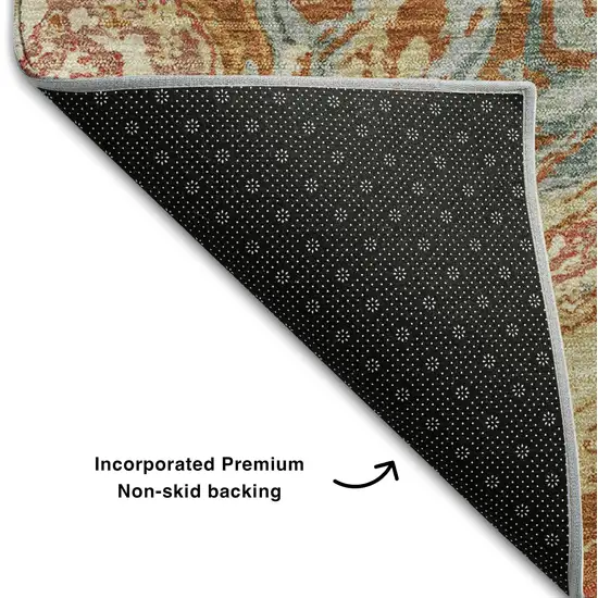 Rust Gray And Ivory Abstract Washable Area Rug With UV Protection Photo 5